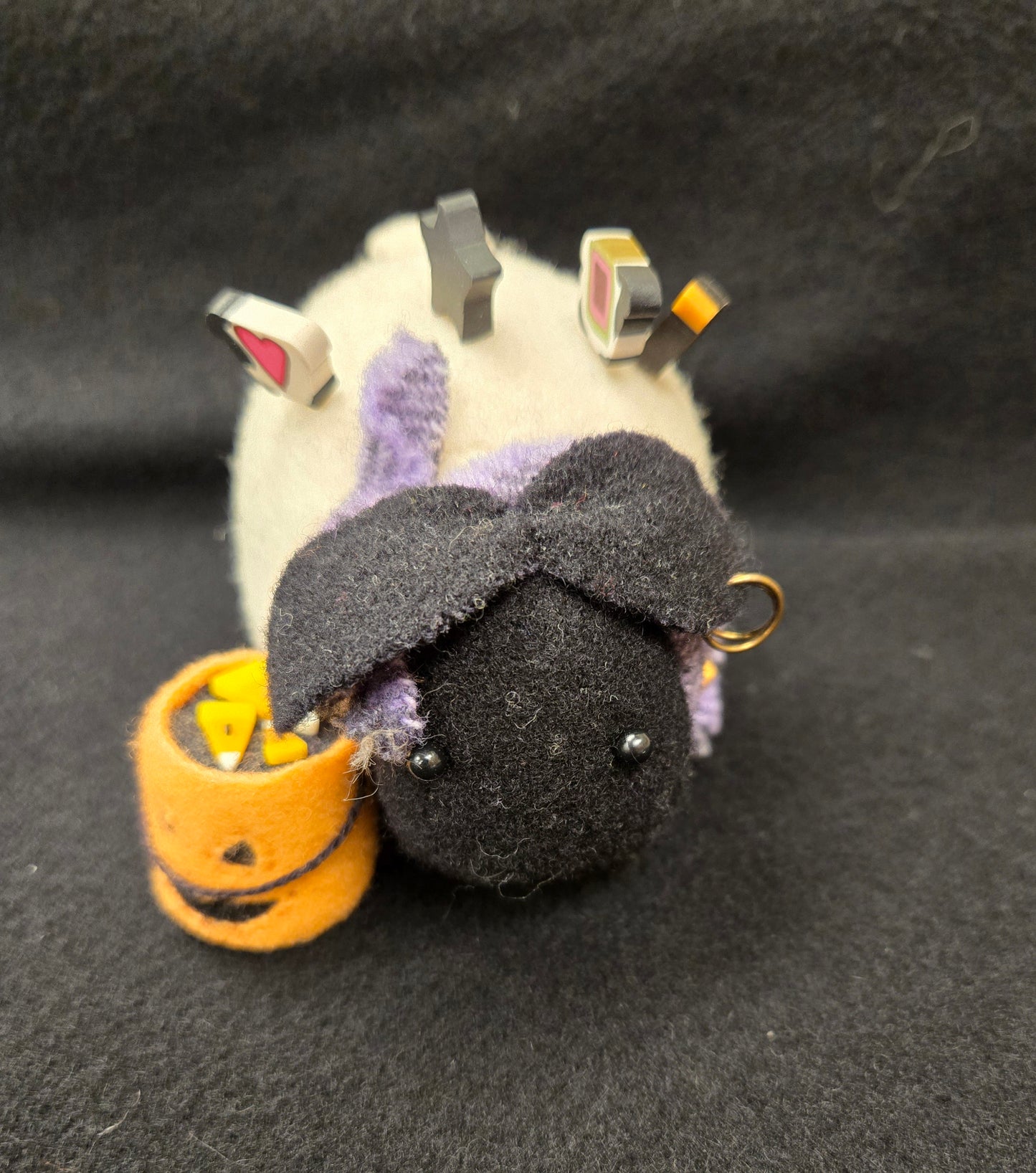 Halloween sheep pincushion - wool model