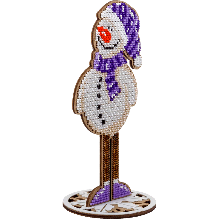 Bead Embroidery on Wood Kit - Snowman