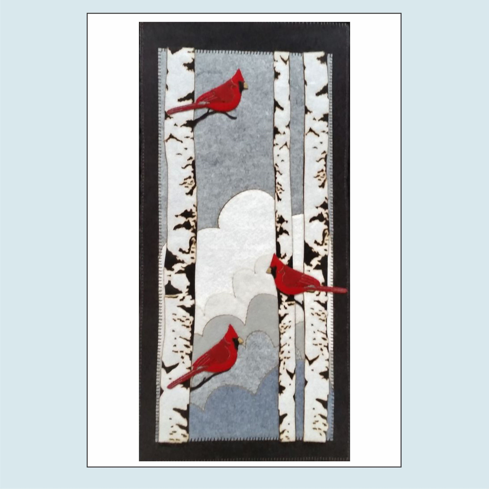 Cardinals in the Birches wool applique kit