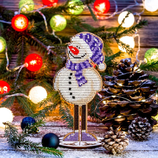 Bead Embroidery on Wood Kit - Snowman