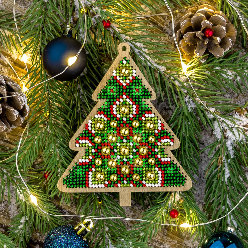 Bead Embroidery on Wood Kit - Christmas Tree