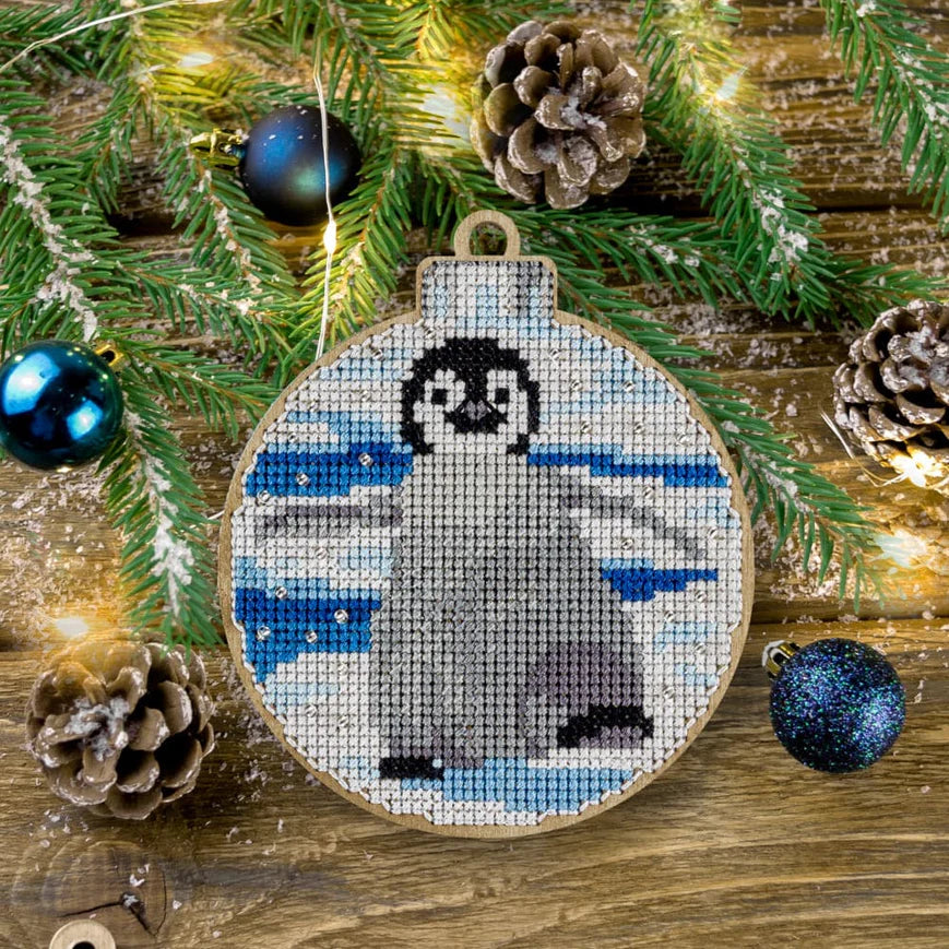 Bead Embroidery on Wood Kit - Baby Penguin