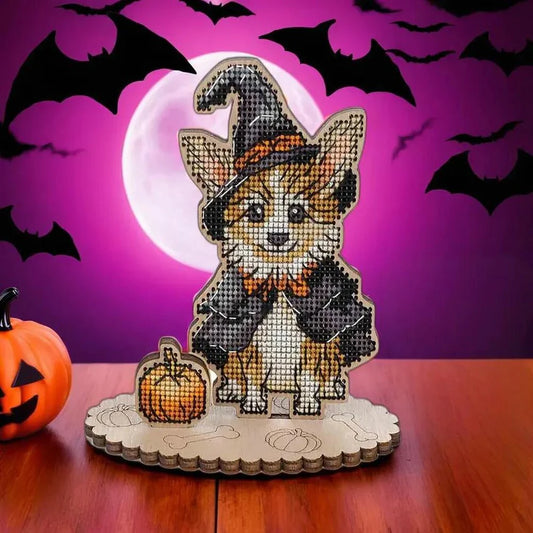 Bead Embroidery on Wood Kit - Halloween Puppy