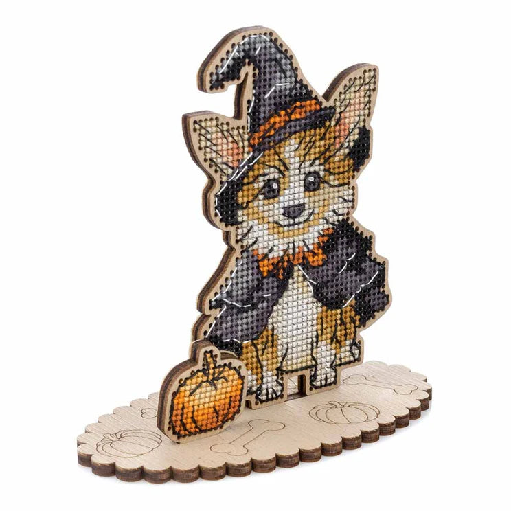 Bead Embroidery on Wood Kit - Halloween Puppy