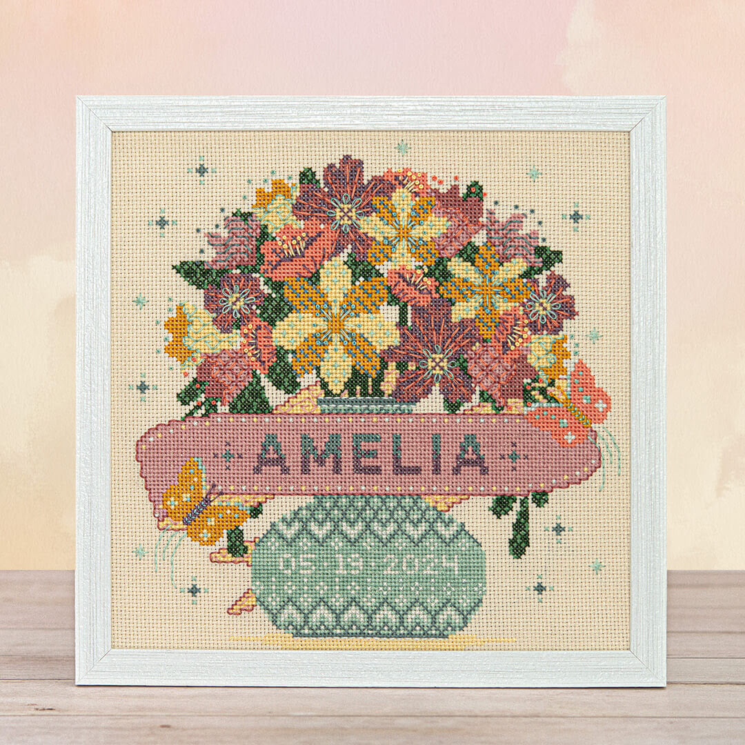 Modern Baby Sampler: Bouquet & Butterflies